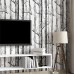Akea Modern Birch Tree Wallpaper roll, Black and White Forest Trunk, for Living Room , Bedroom, TV Background etc, Size 20.8inch x 32.8ft, 57 sq.feet