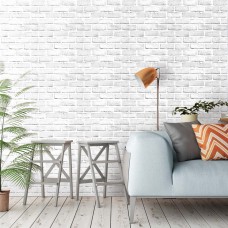 Akywall White Gray Brick Wallpaper 17.7x236.2 Inch Self-Adhesive Removable Durable Peel and Stick Faux Brick Contact Paper Home Decoration