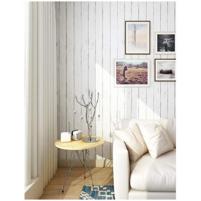 Akywall Wood Contact Paper White Wood Peel and Stick Wallpaper Self-Adhesive Removable Wall Covering Vintage Decorative Prepasted 17.7 x 236.2 inches
